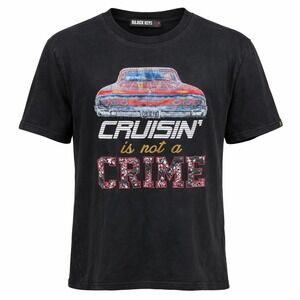 Black Keys Cruisin is Not a Crime Graphic TShirt Unisex Medium Black Car Floral‎